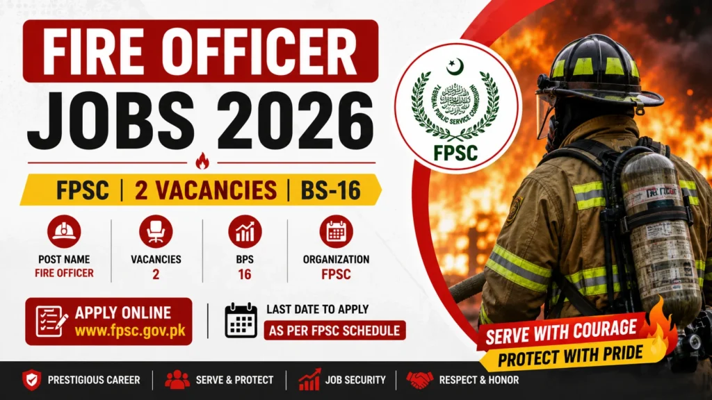 Fire Officer Jobs 2026 – FPSC 2 Vacancies BS-16