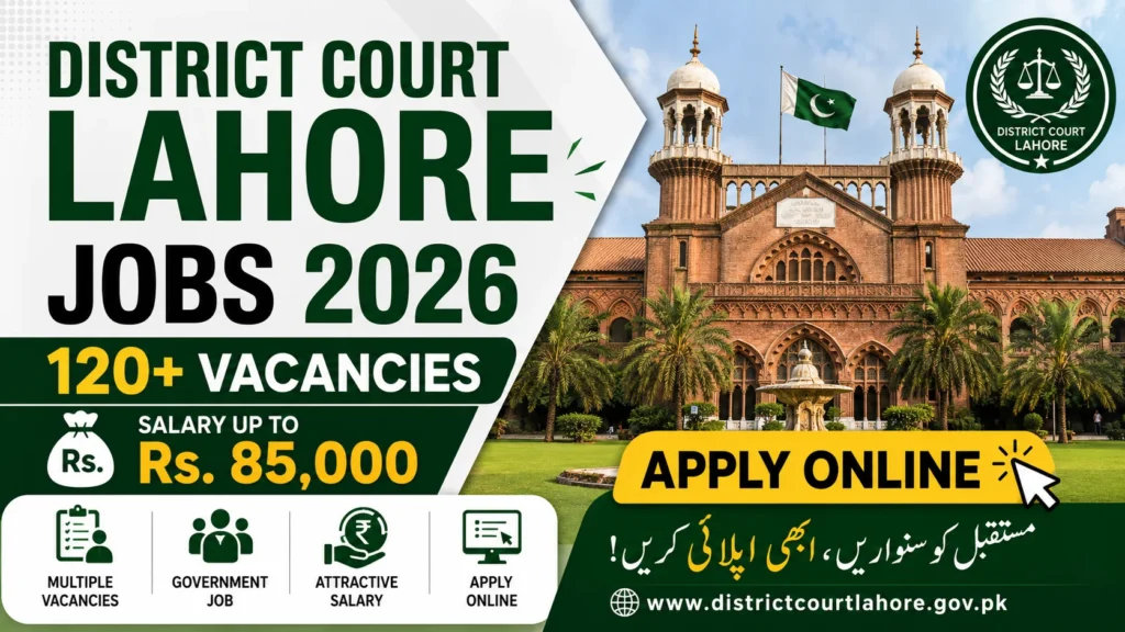 District Court Lahore Jobs 2026 – 120+ Vacancies Salary 85,000 Apply Online