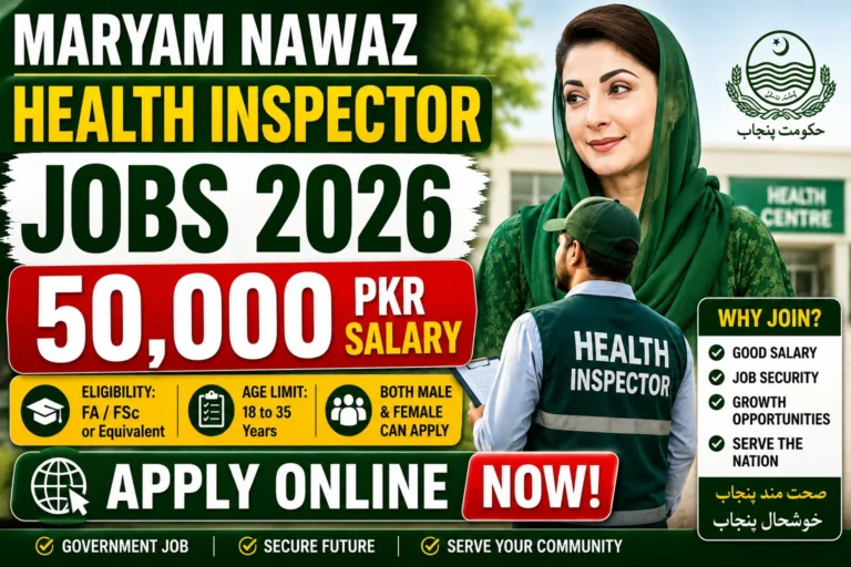 Maryam Nawaz Health Inspector Jobs 2026 – 50,000 PKR Salary, Apply Online