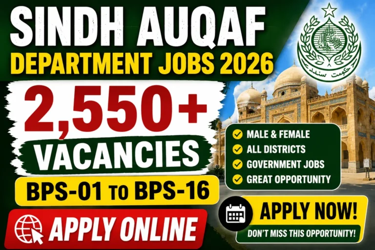 Sindh Auqaf Department Jobs 2026 – 2,550+ Vacancies BPS-01 to BPS-16 Apply Online