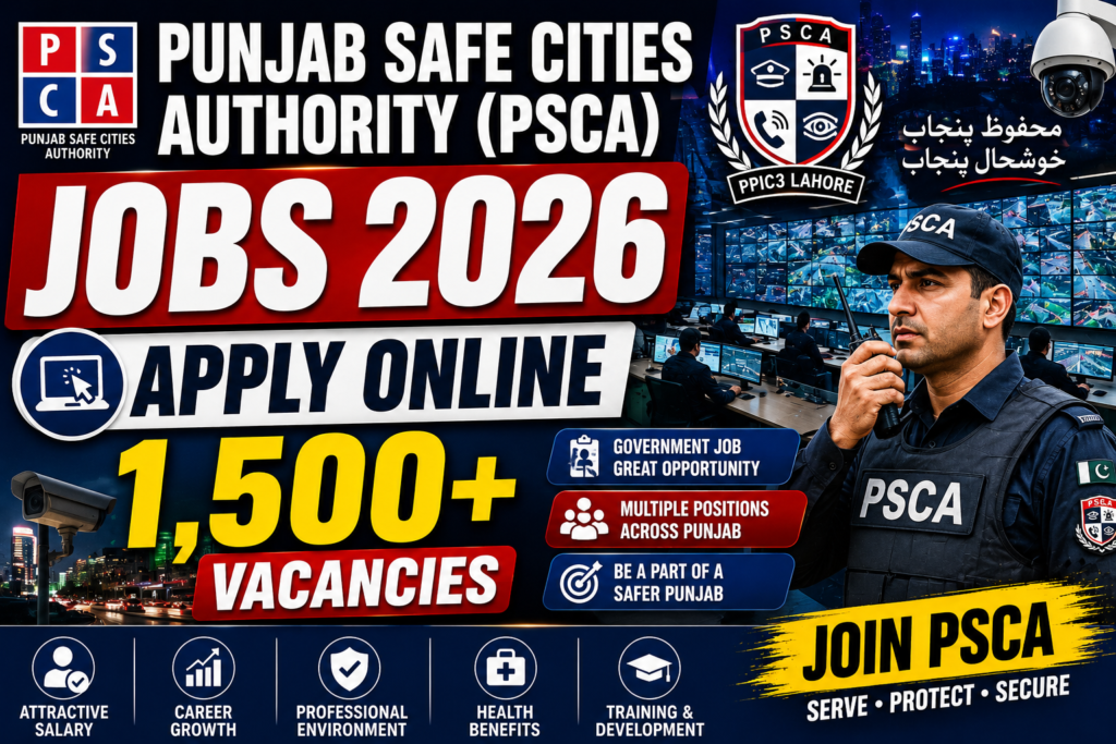 Punjab Safe Cities Authority Jobs (PSCA) 2026: Apply Online For 1,500+ Vacancies