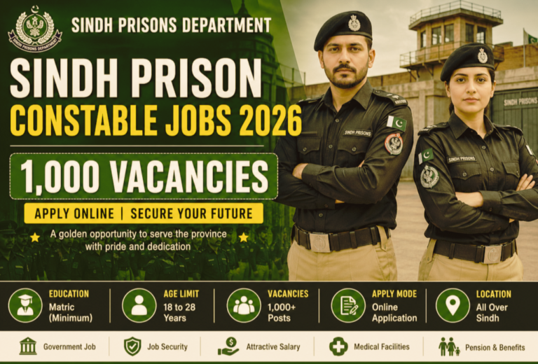 Sindh Prisons Department Jobs 2026- Laste Date 03 Sep 2026